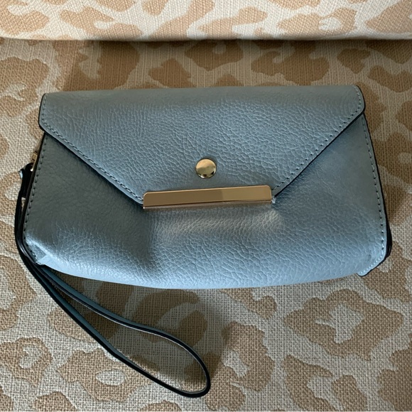 Like New! Light Blue Vegan Leather Wristlet - Picture 1 of 10